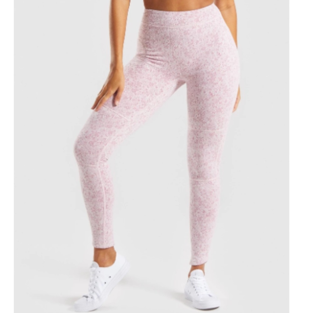 GYMSHARK FLEUR TEXTURE LEGGINGS DUSKY PINK MARL